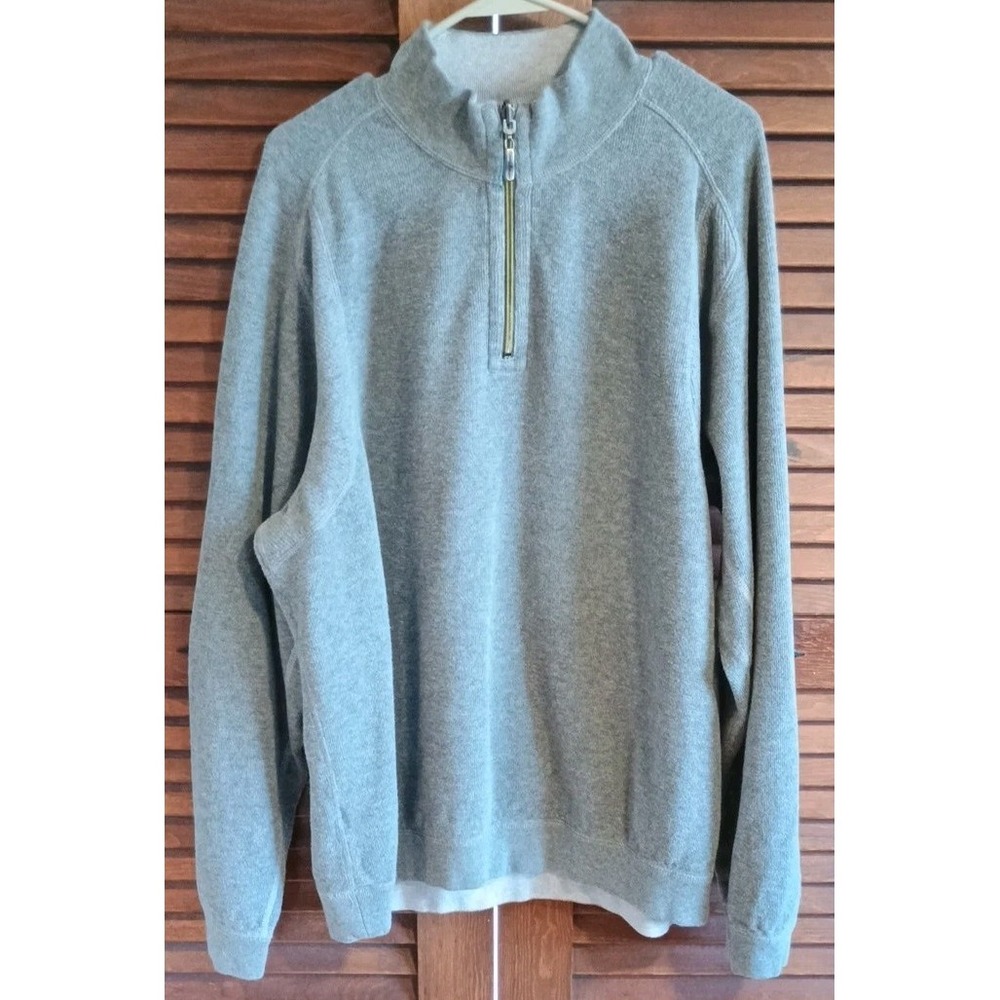 Tommy Bahama Pullover Sweatshirt Mens XL Gray Quarter Zip Long Sleeve Outdoor
